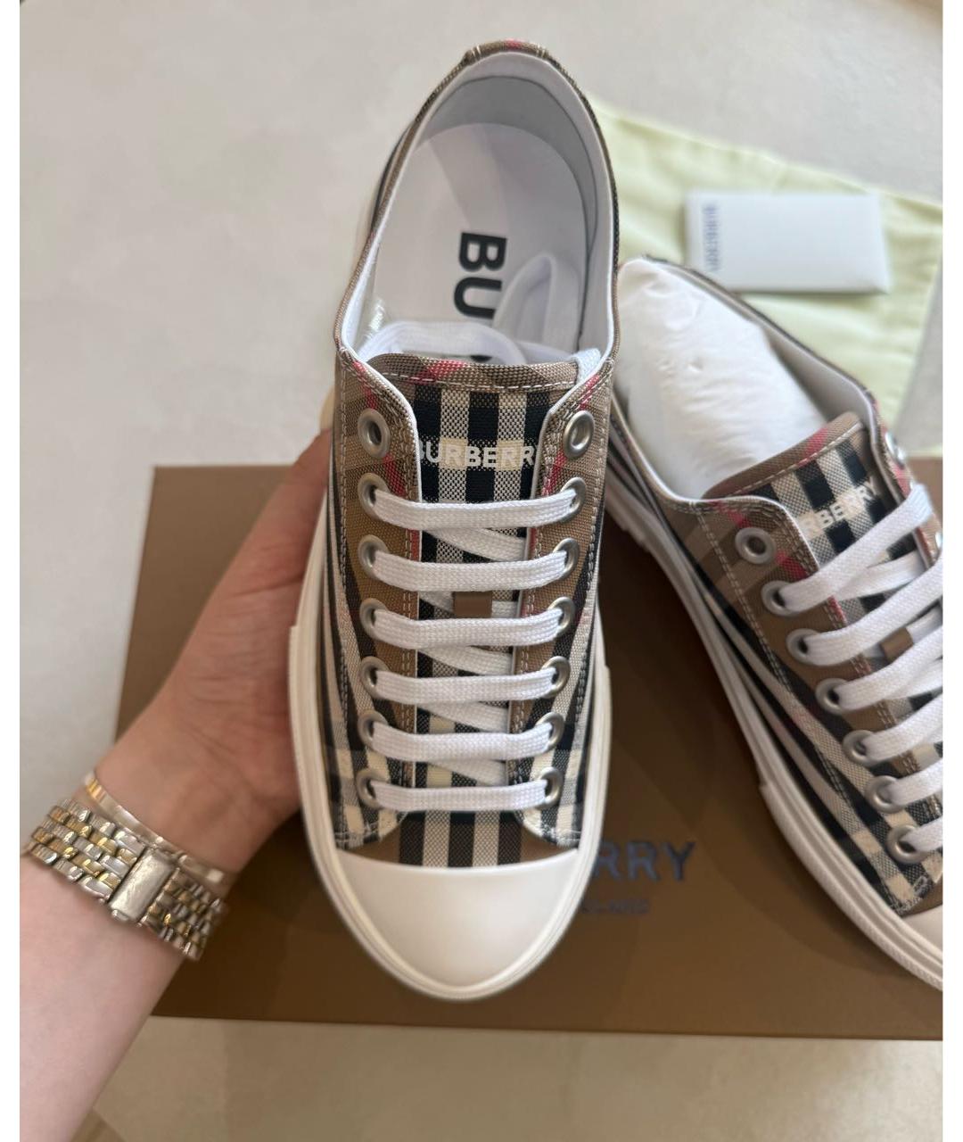 BURBERRY Коричневые текстильные кеды, фото 3