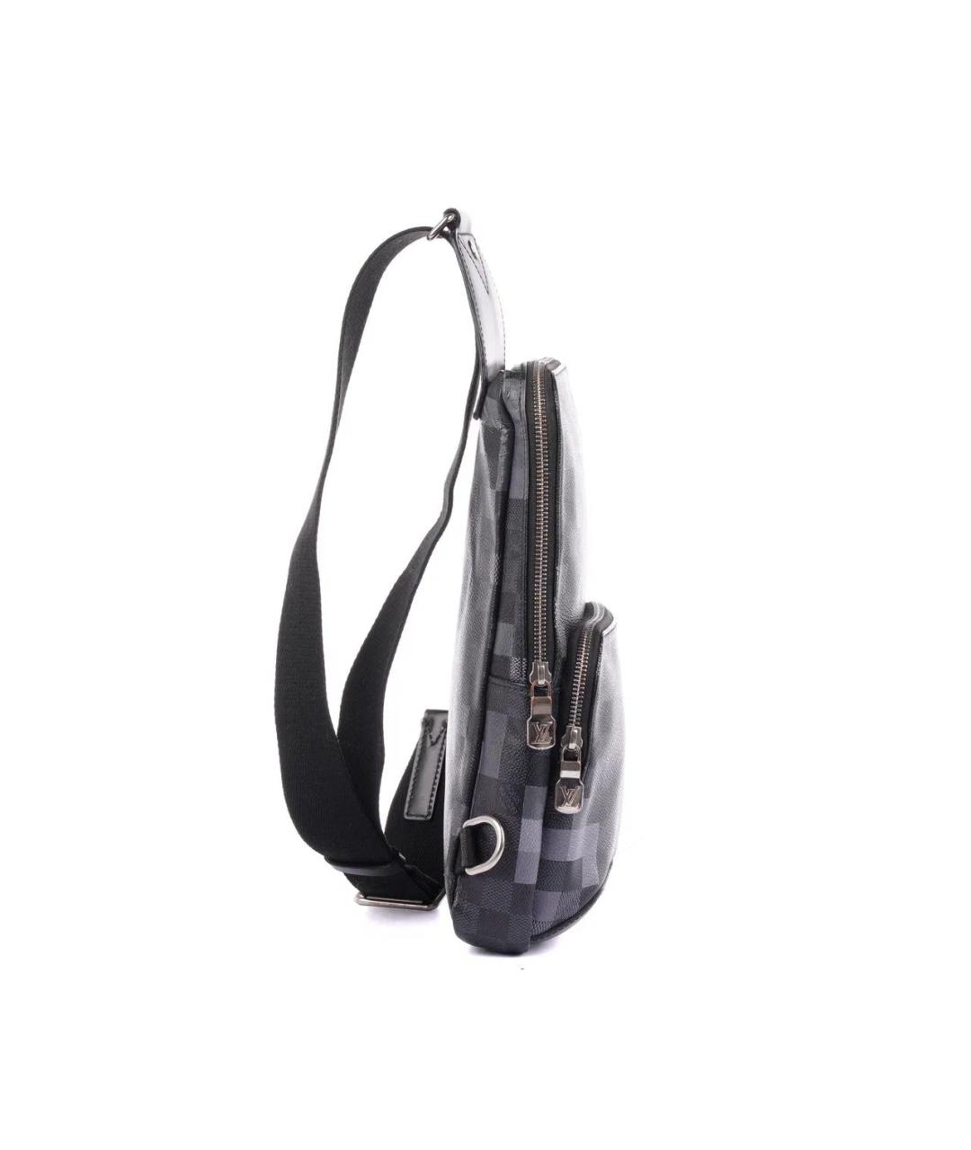 LOUIS VUITTON Антрацитовая кожаная сумка на плечо, фото 4