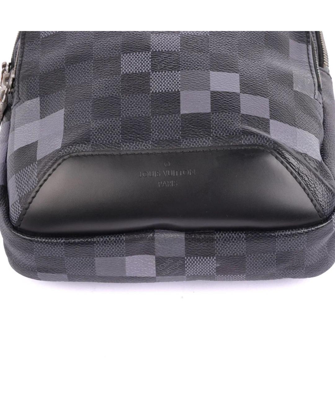 LOUIS VUITTON Антрацитовая кожаная сумка на плечо, фото 8