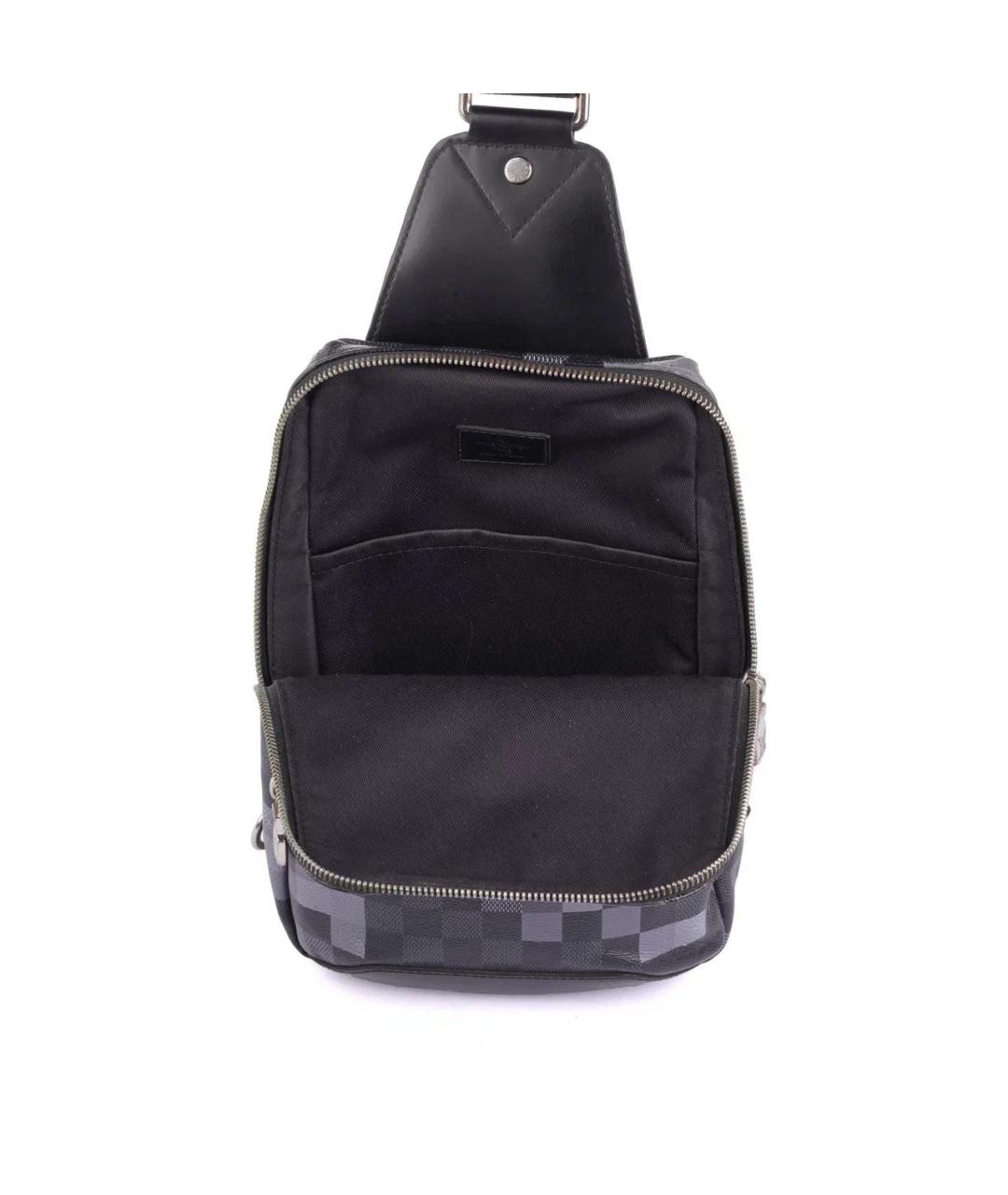 LOUIS VUITTON Антрацитовая кожаная сумка на плечо, фото 6