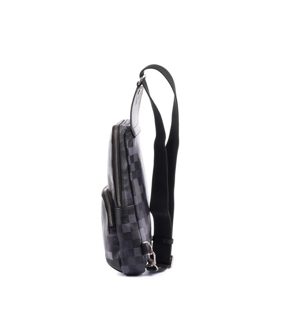 LOUIS VUITTON Антрацитовая кожаная сумка на плечо, фото 3