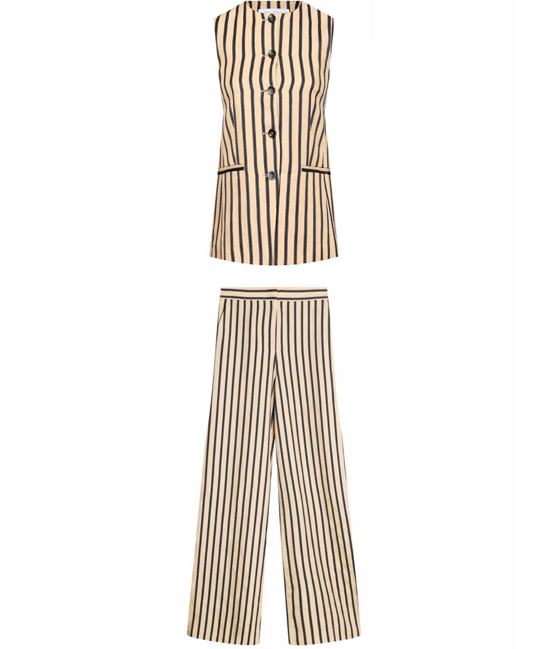 MAX MARA Бежевый льняной костюм с брюками, фото 1