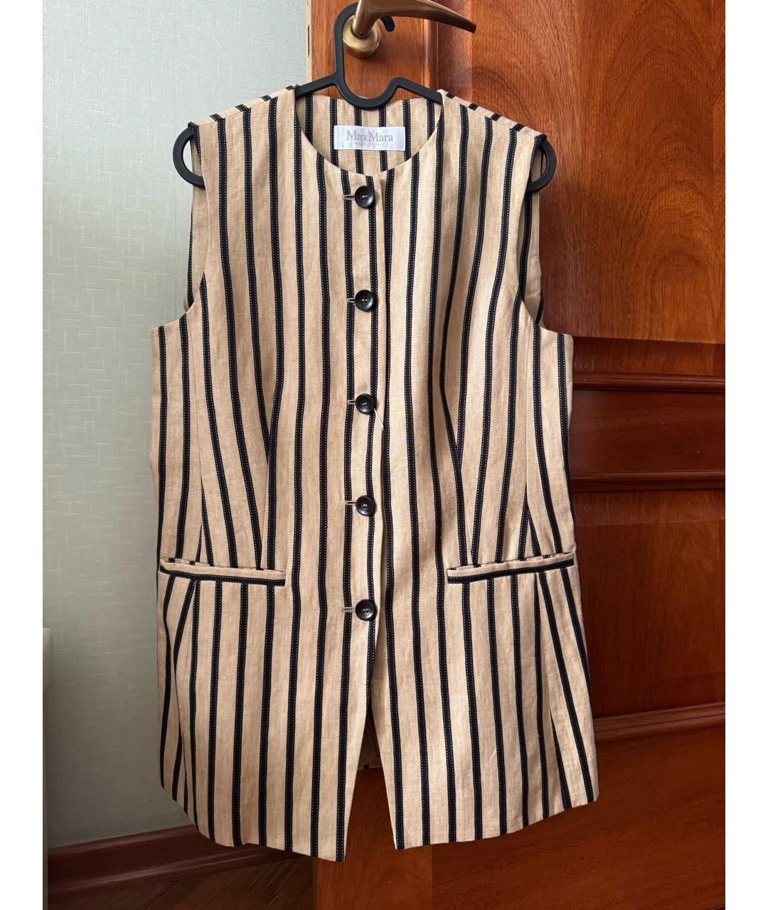 MAX MARA Бежевый льняной костюм с брюками, фото 7