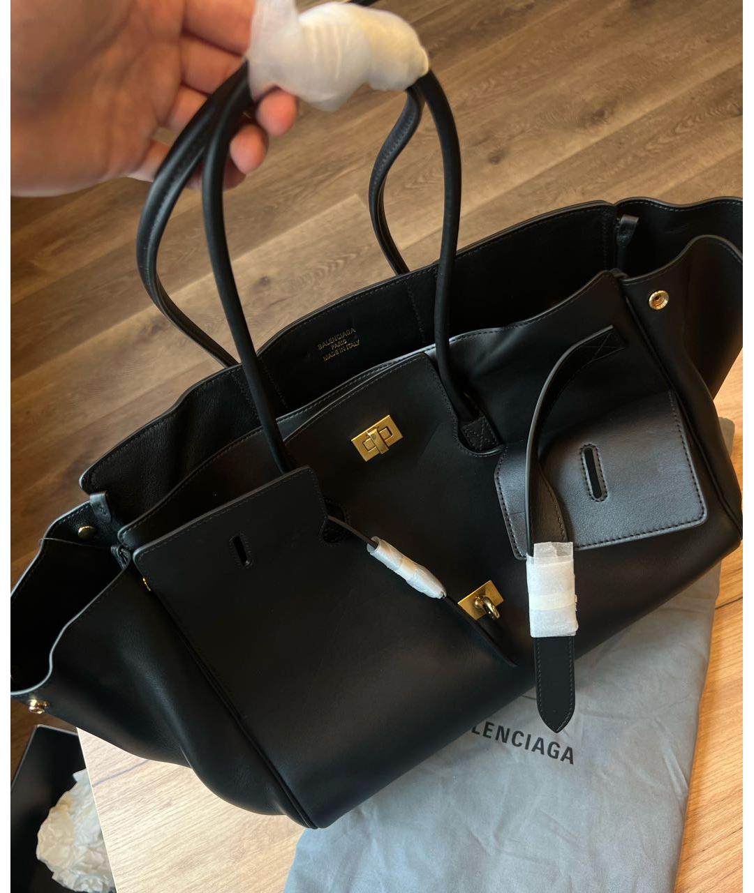 BALENCIAGA Черная кожаная сумка с короткими ручками, фото 5