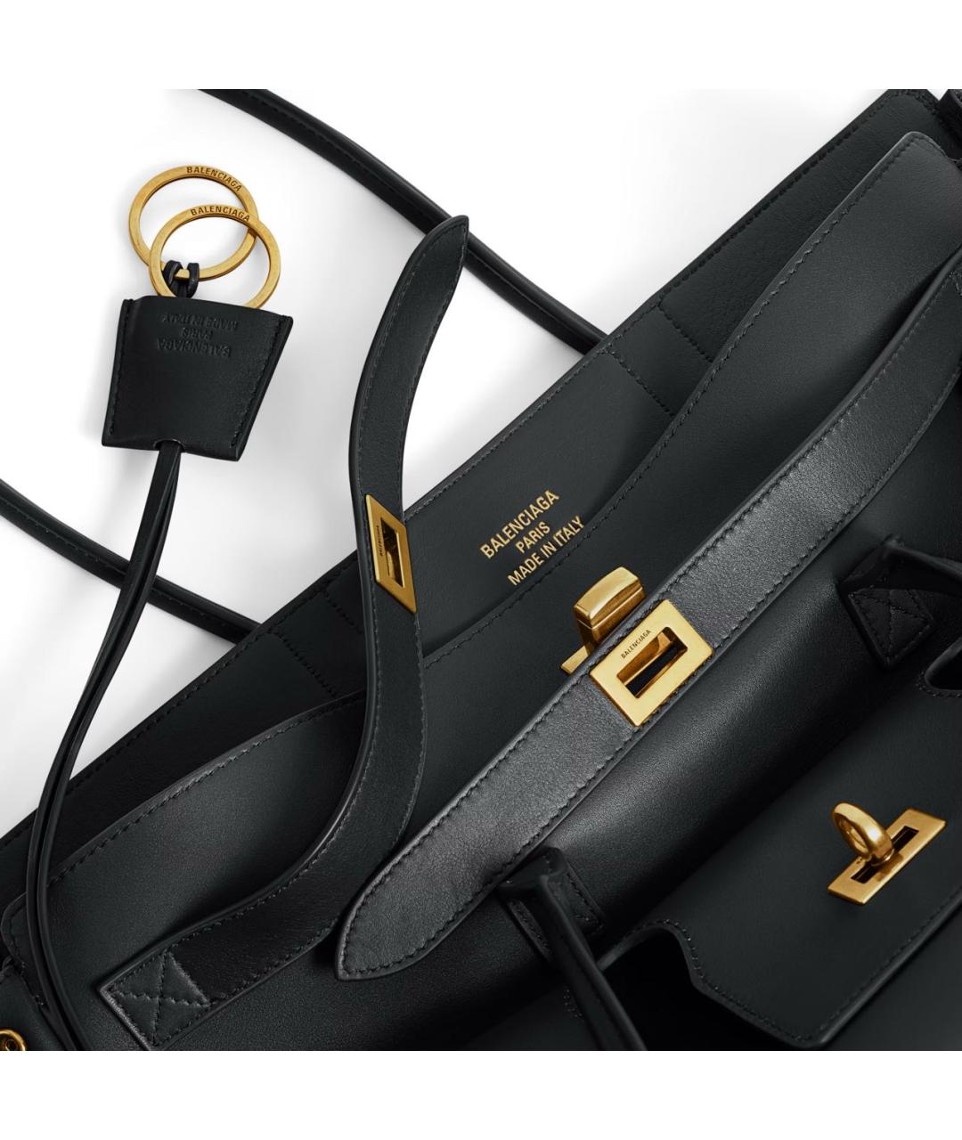 BALENCIAGA Черная кожаная сумка с короткими ручками, фото 4