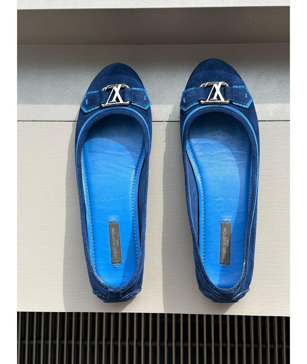 LOUIS VUITTON Темно-синие замшевые балетки, фото 4