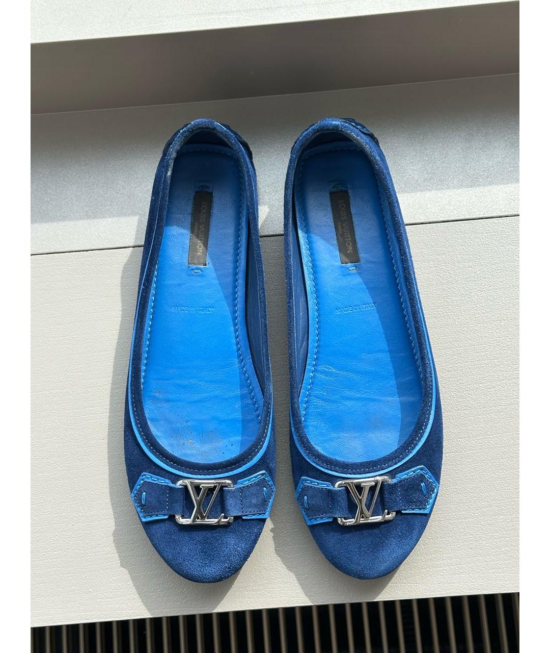 LOUIS VUITTON Темно-синие замшевые балетки, фото 3