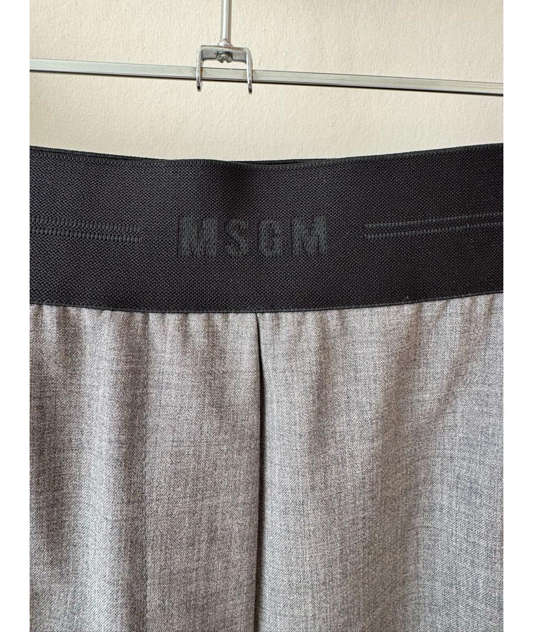 MSGM Серые шерстяные прямые брюки, фото 3