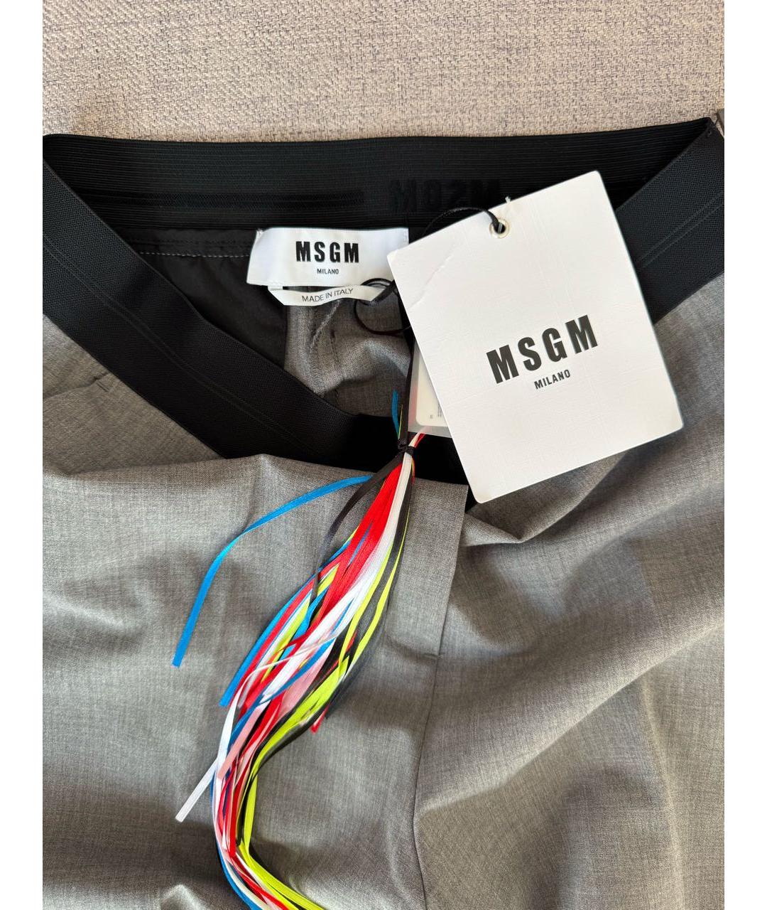 MSGM Серые шерстяные прямые брюки, фото 5