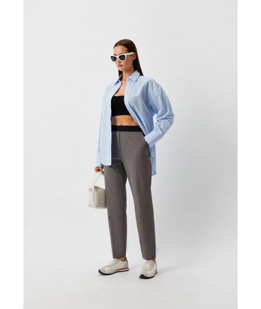 MSGM Серые шерстяные прямые брюки, фото 8