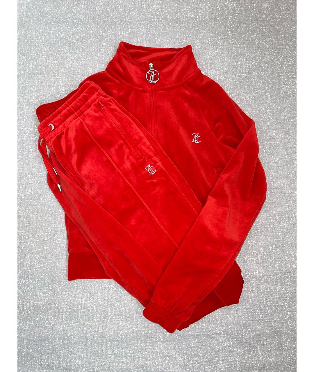 JUICY COUTURE Красный велюровый костюм с брюками, фото 5