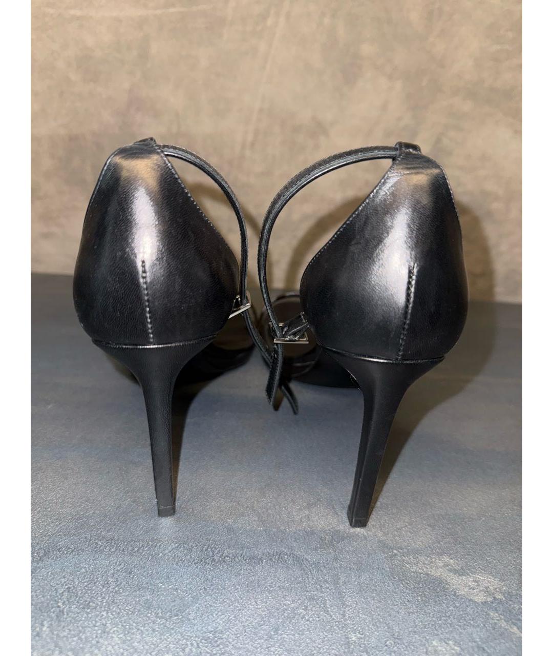SAINT LAURENT Черные кожаные босоножки, фото 4