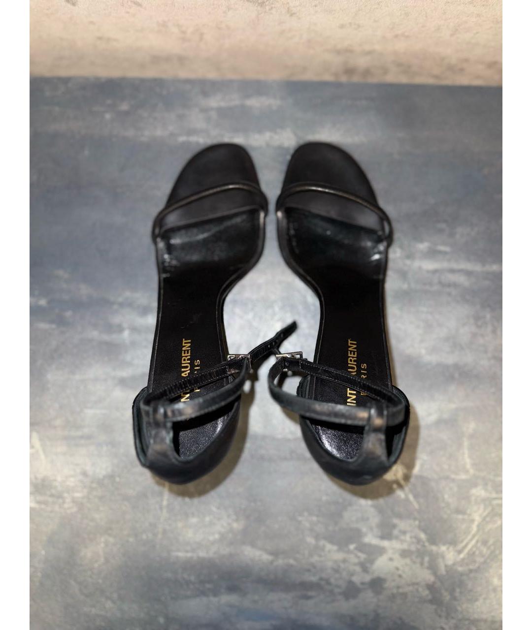 SAINT LAURENT Черные кожаные босоножки, фото 3