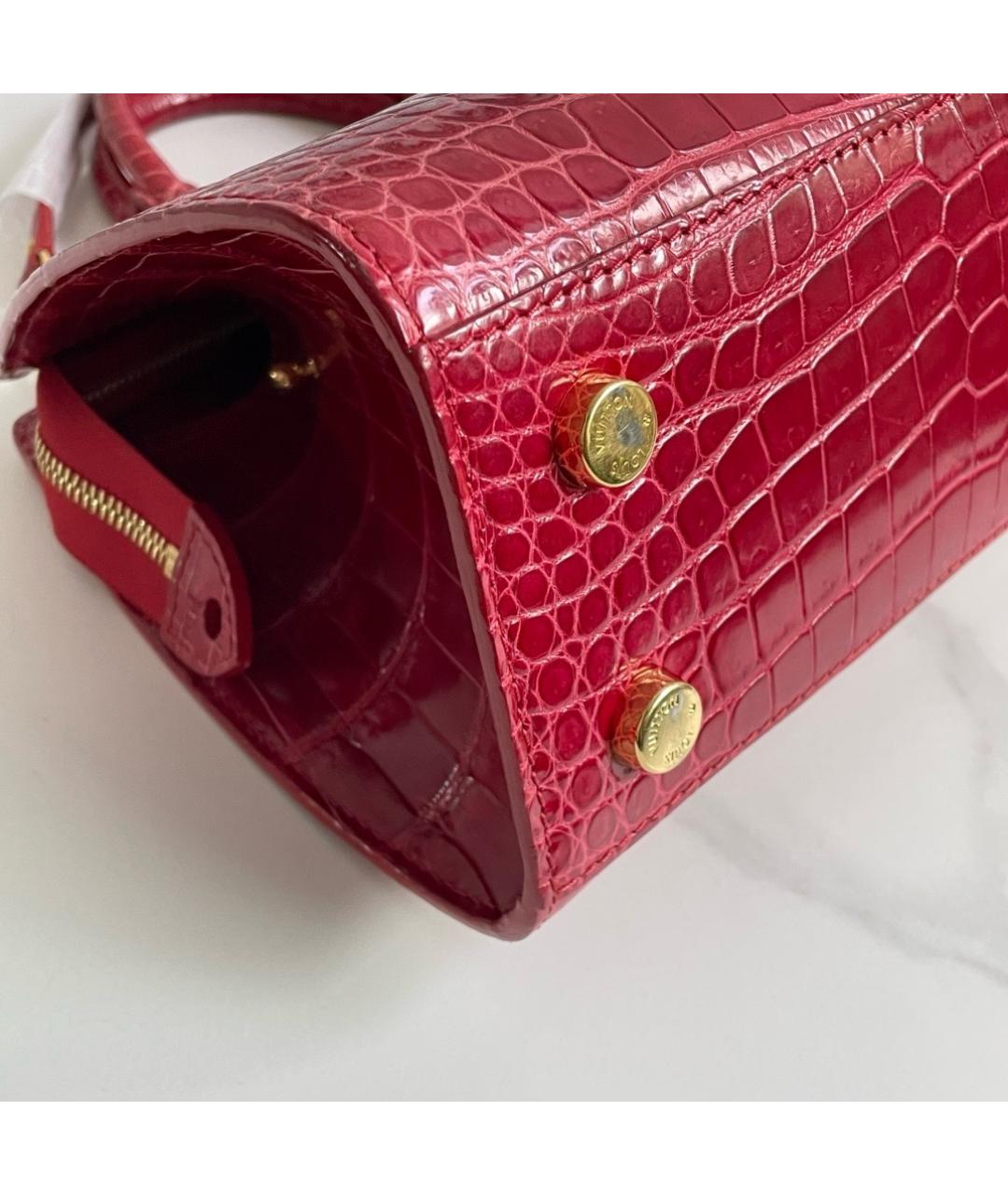 LOUIS VUITTON Красная кожаная сумка тоут, фото 5