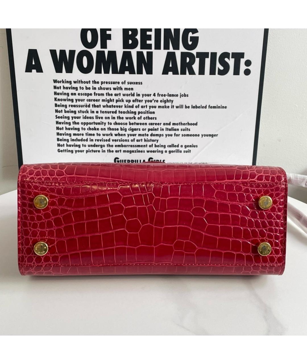 LOUIS VUITTON Красная кожаная сумка тоут, фото 4