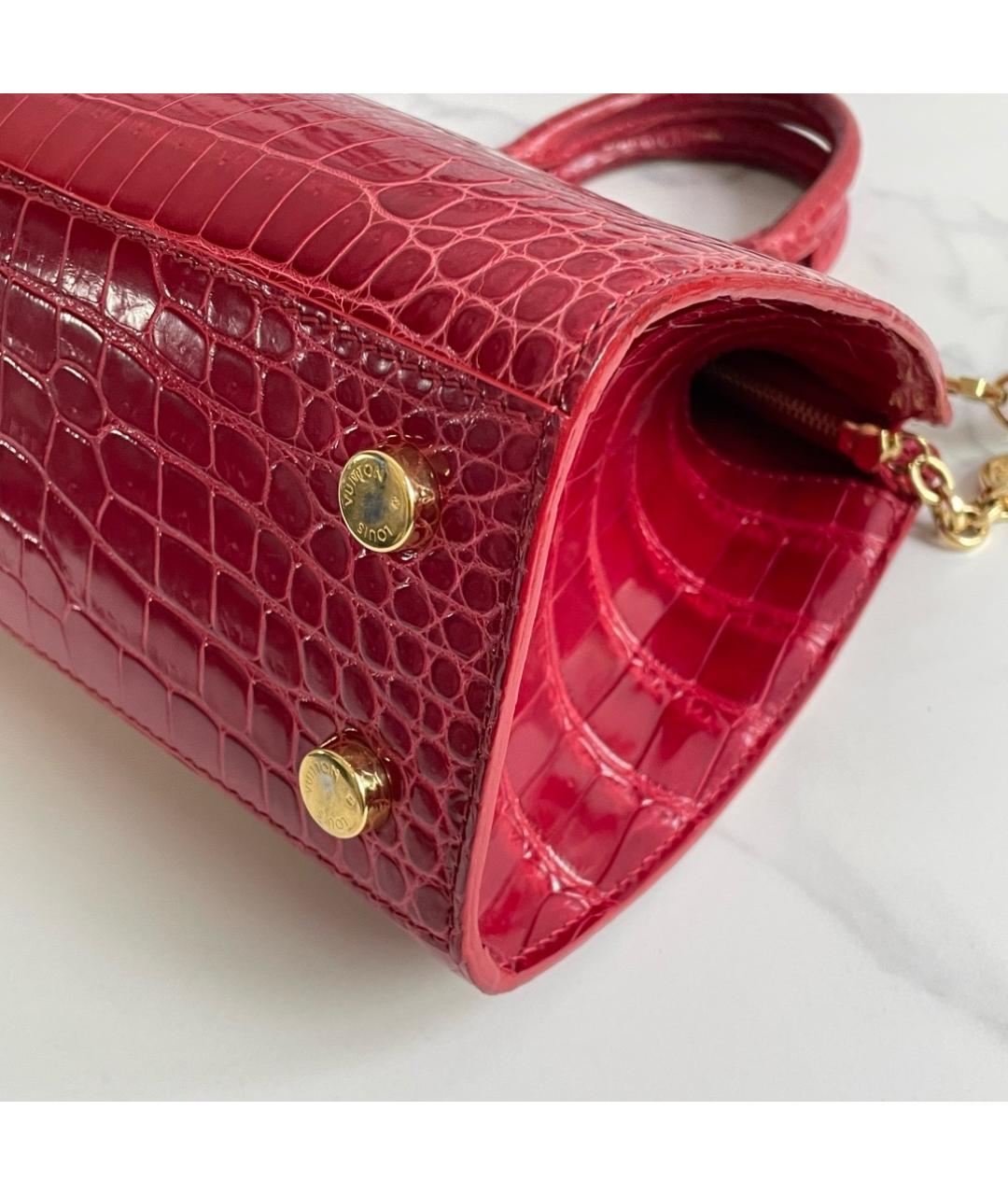 LOUIS VUITTON Красная кожаная сумка тоут, фото 6