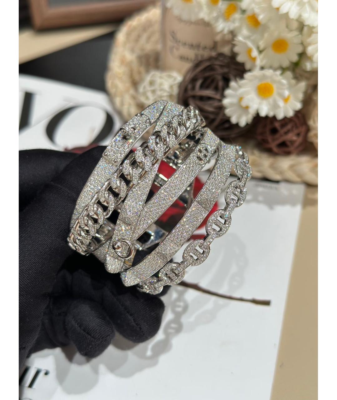 HERMES Серебрянный браслет из белого золота, фото 5