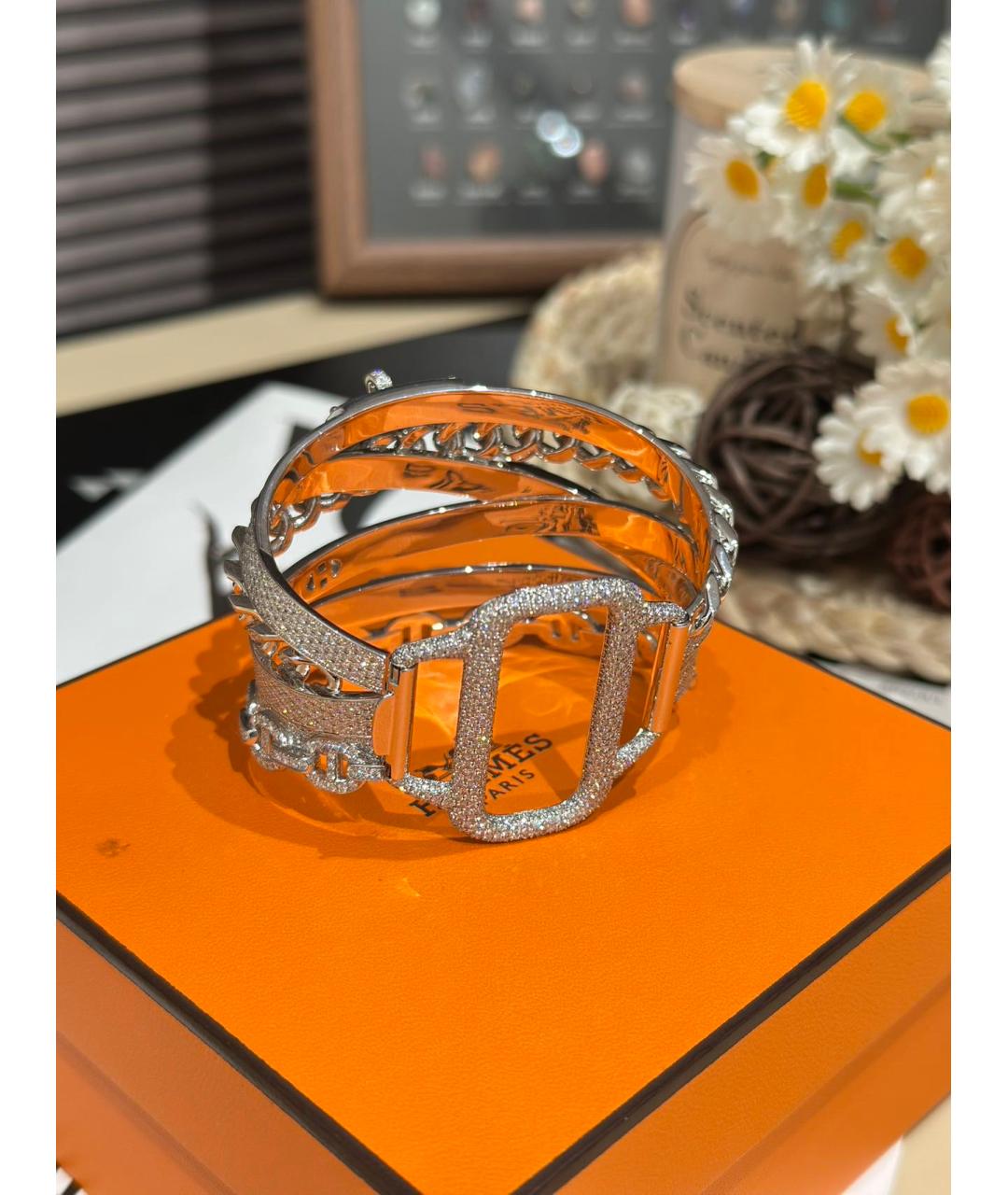 HERMES Серебрянный браслет из белого золота, фото 2