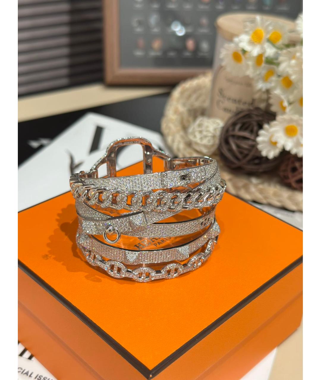 HERMES Серебрянный браслет из белого золота, фото 8