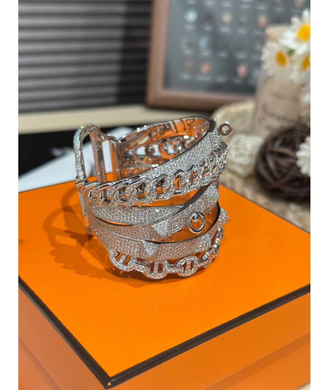 HERMES Серебрянный браслет из белого золота, фото 4