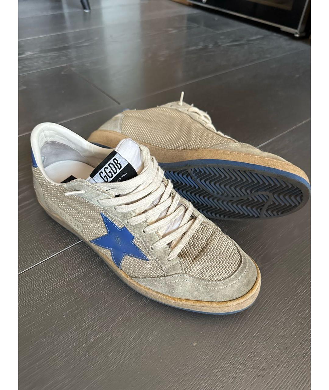 GOLDEN GOOSE DELUXE BRAND Бежевые текстильные низкие кроссовки / кеды, фото 2