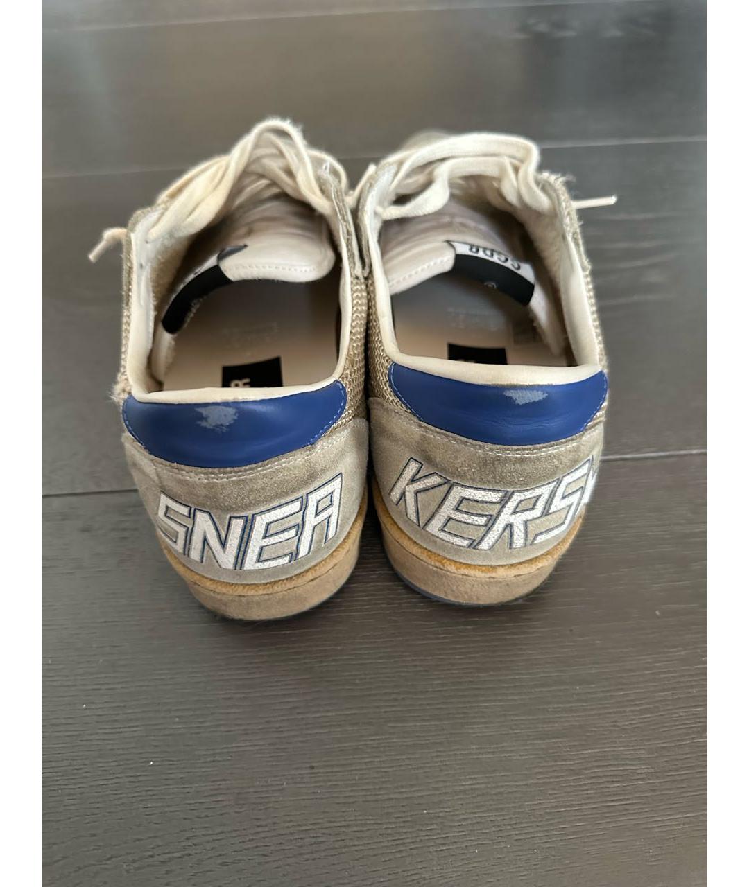 GOLDEN GOOSE DELUXE BRAND Бежевые текстильные низкие кроссовки / кеды, фото 4