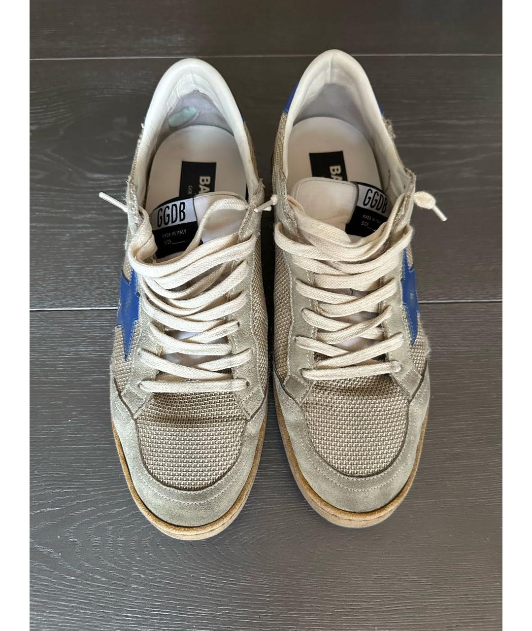 GOLDEN GOOSE DELUXE BRAND Бежевые текстильные низкие кроссовки / кеды, фото 3