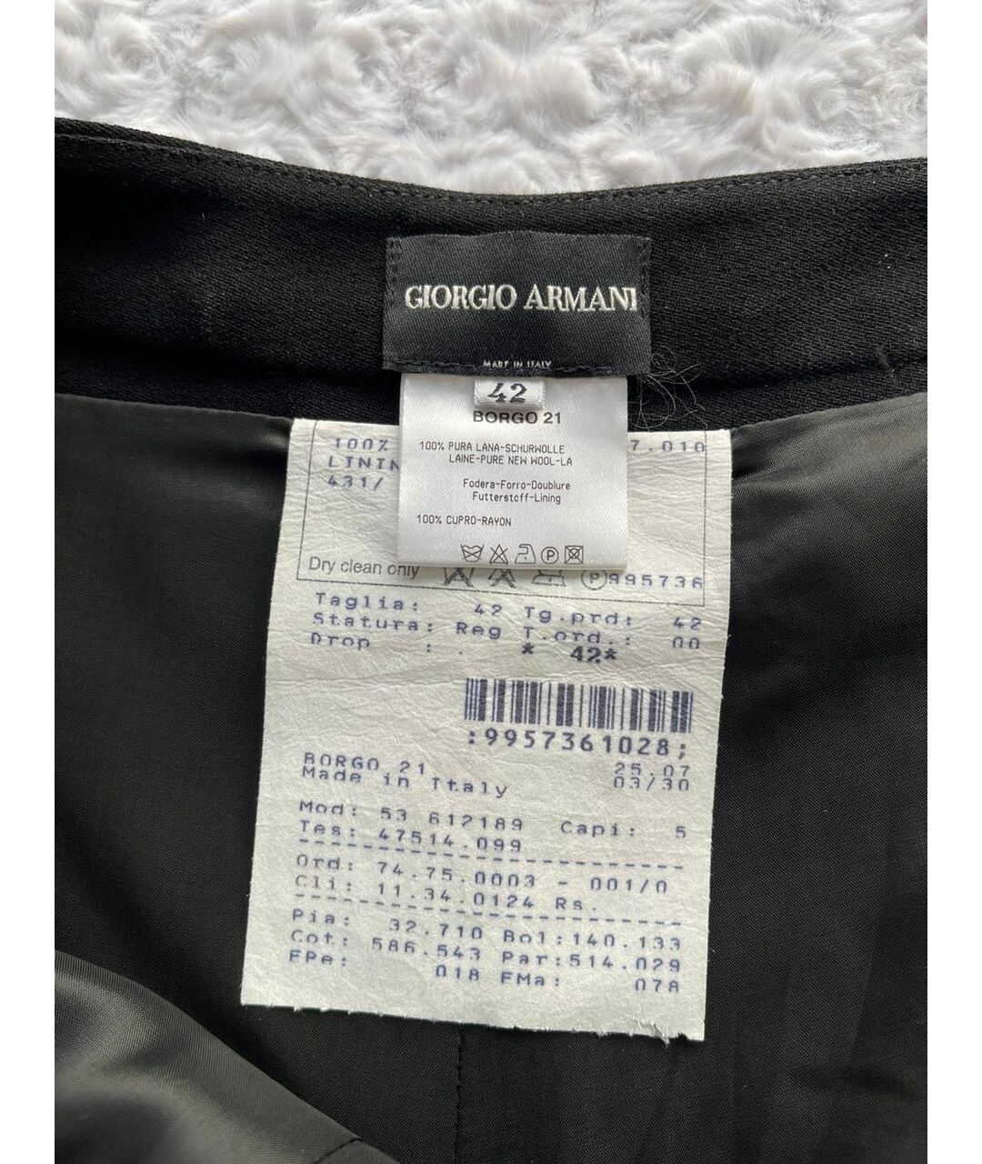 GIORGIO ARMANI Черная шерстяная юбка миди, фото 5