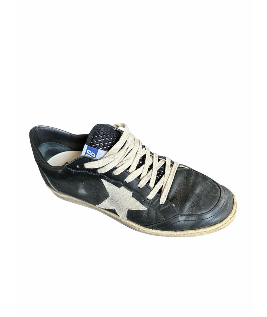 GOLDEN GOOSE DELUXE BRAND Черные кожаные низкие кроссовки / кеды, фото 1
