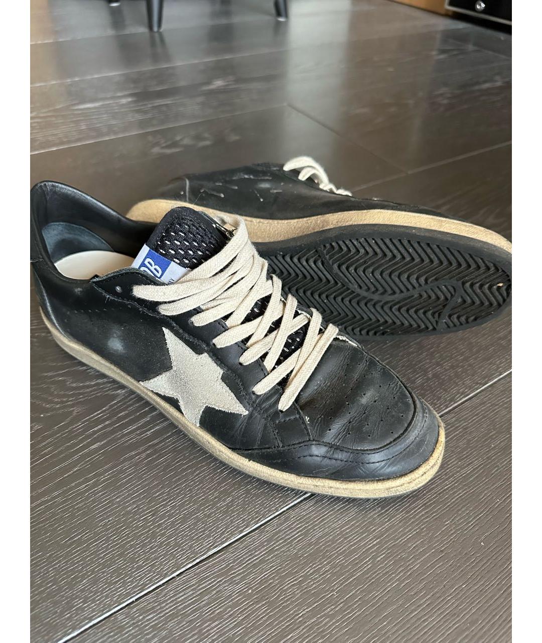 GOLDEN GOOSE DELUXE BRAND Черные кожаные низкие кроссовки / кеды, фото 5