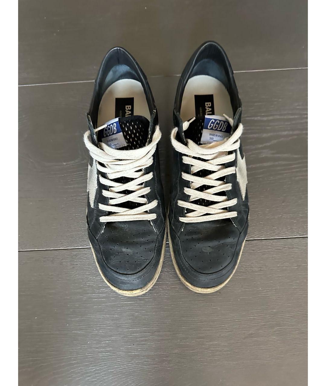 GOLDEN GOOSE DELUXE BRAND Черные кожаные низкие кроссовки / кеды, фото 2
