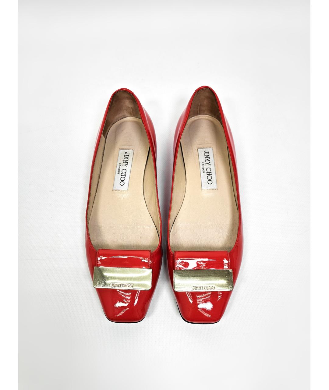 JIMMY CHOO Красные балетки из лакированной кожи, фото 5