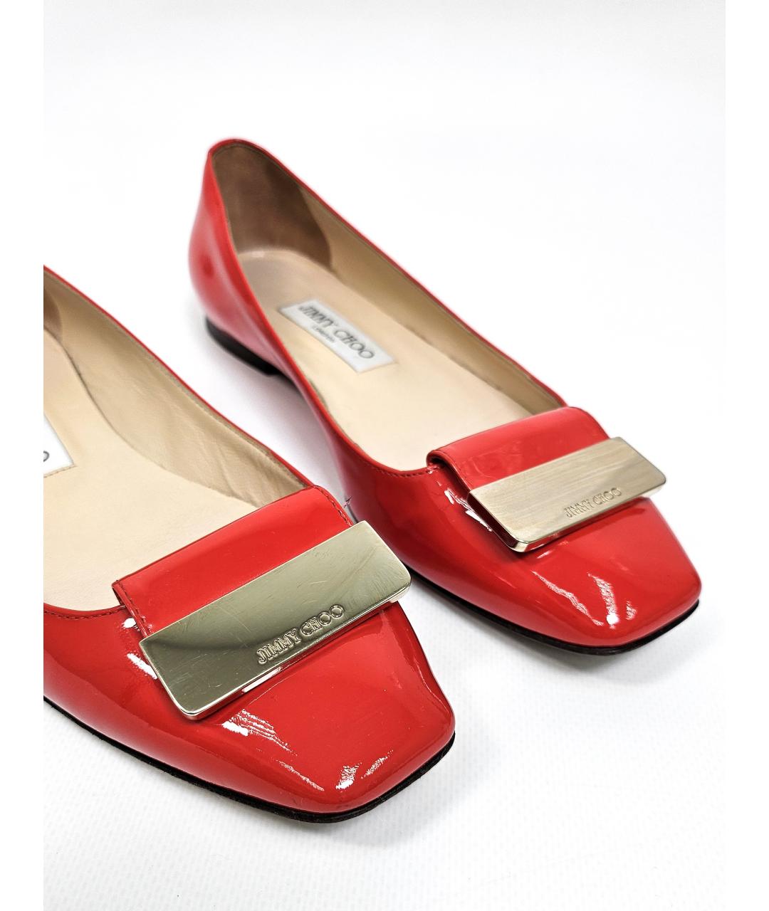 JIMMY CHOO Красные балетки из лакированной кожи, фото 6