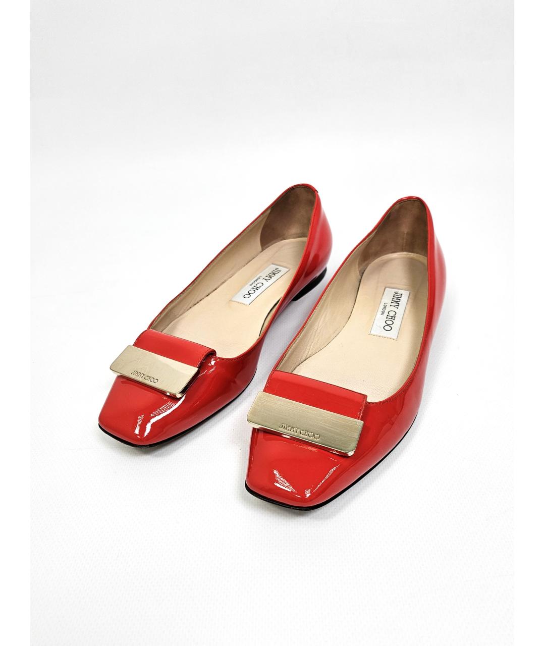 JIMMY CHOO Красные балетки из лакированной кожи, фото 2