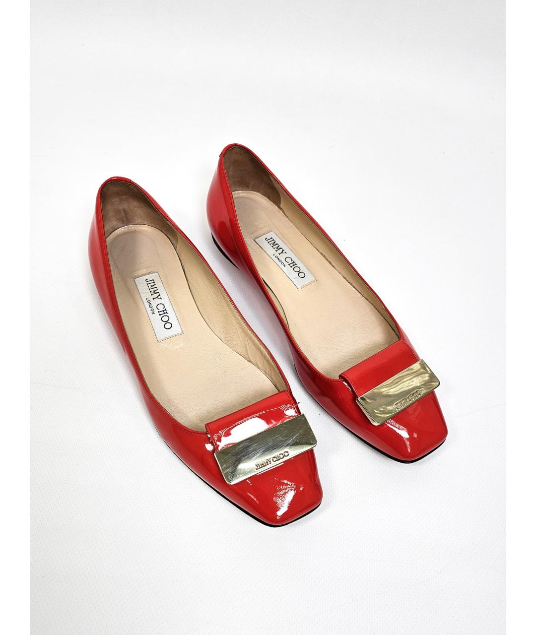 JIMMY CHOO Красные балетки из лакированной кожи, фото 7