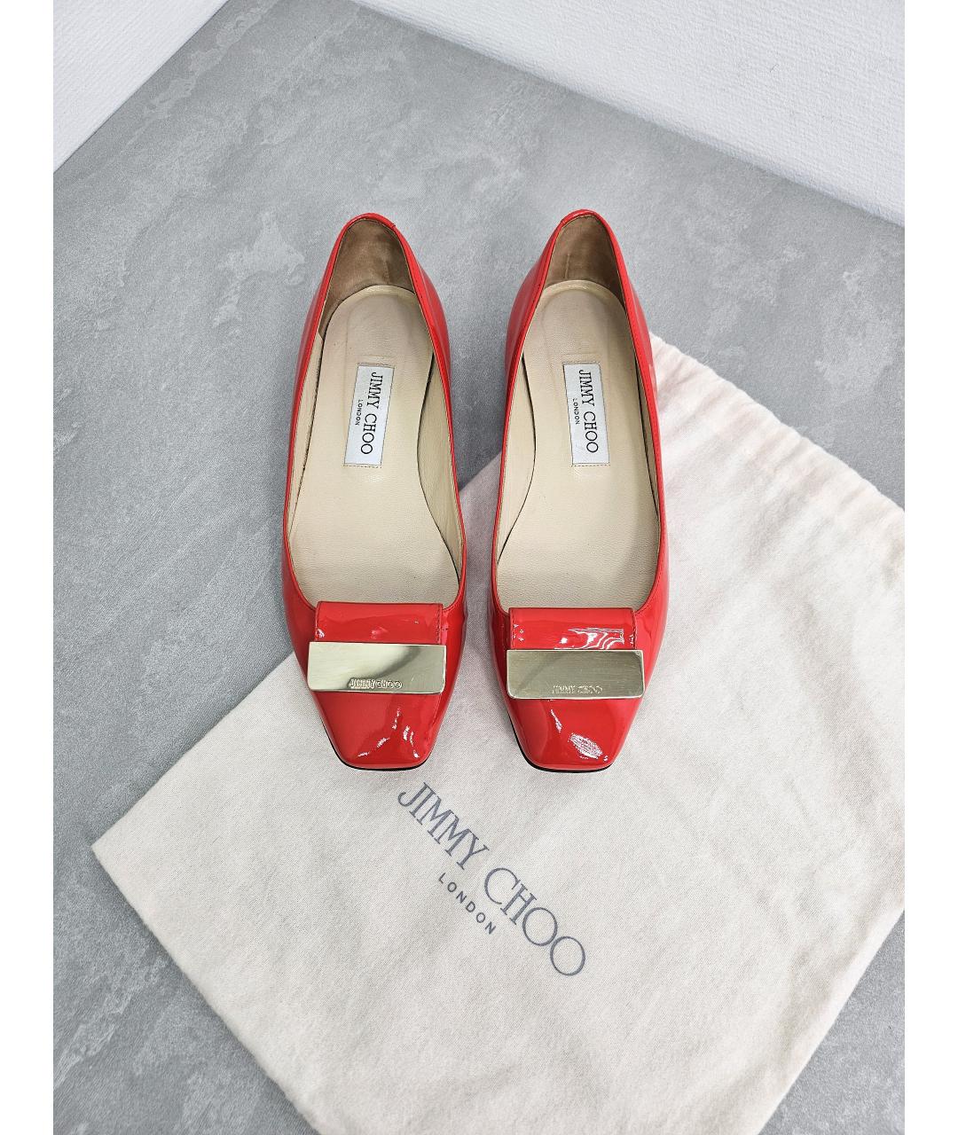 JIMMY CHOO Красные балетки из лакированной кожи, фото 8