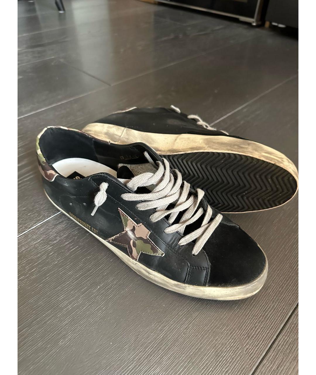 GOLDEN GOOSE DELUXE BRAND Черные кожаные низкие кроссовки / кеды, фото 5