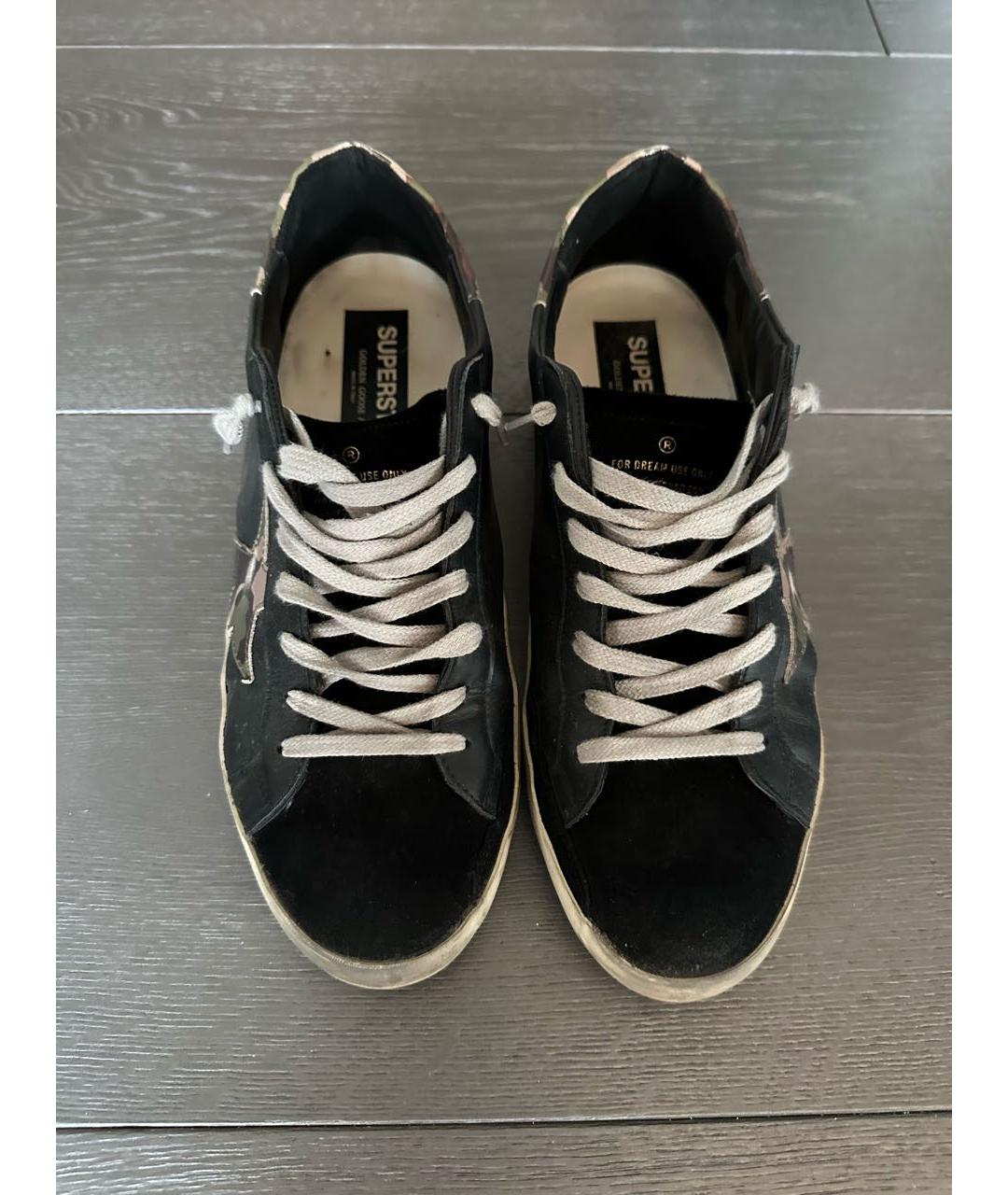 GOLDEN GOOSE DELUXE BRAND Черные кожаные низкие кроссовки / кеды, фото 2