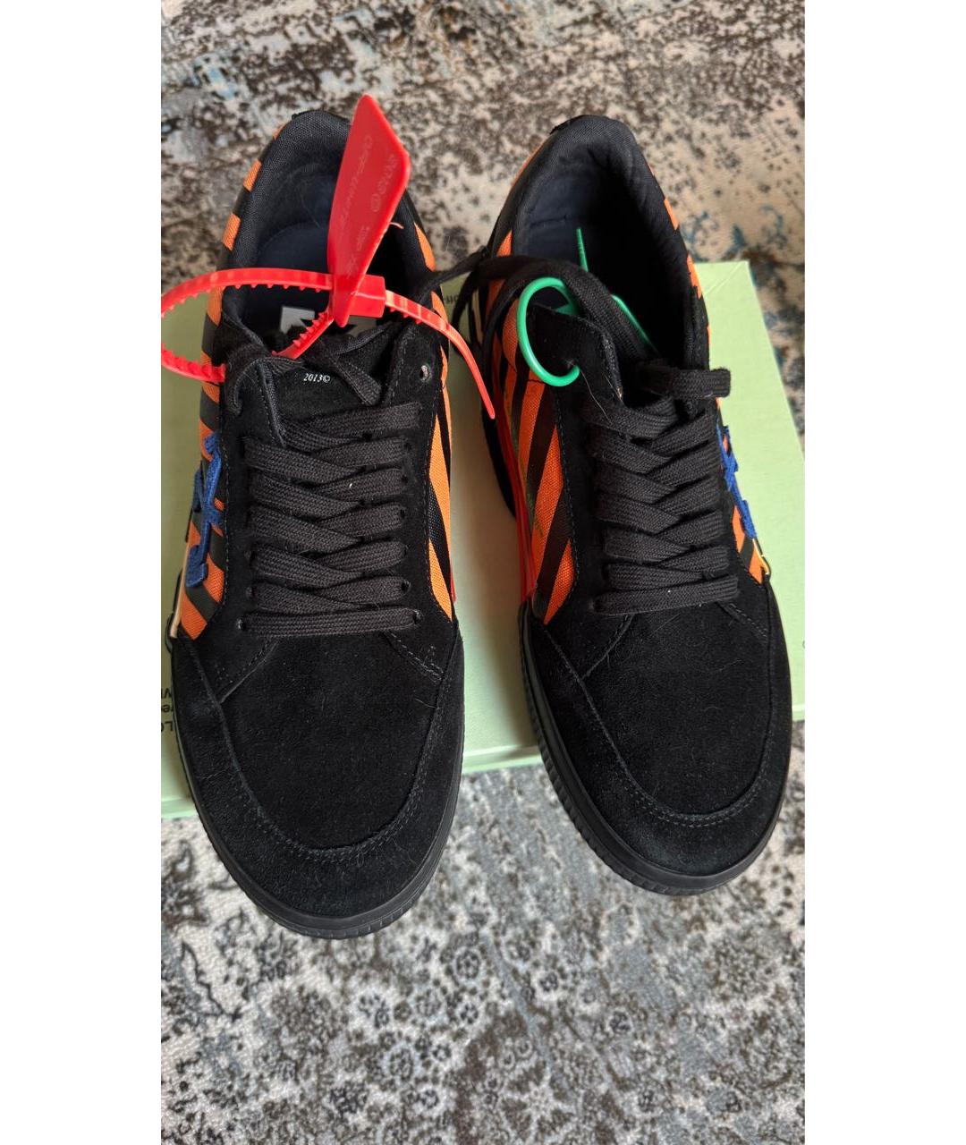 OFF-WHITE Черные замшевые низкие кроссовки / кеды, фото 2