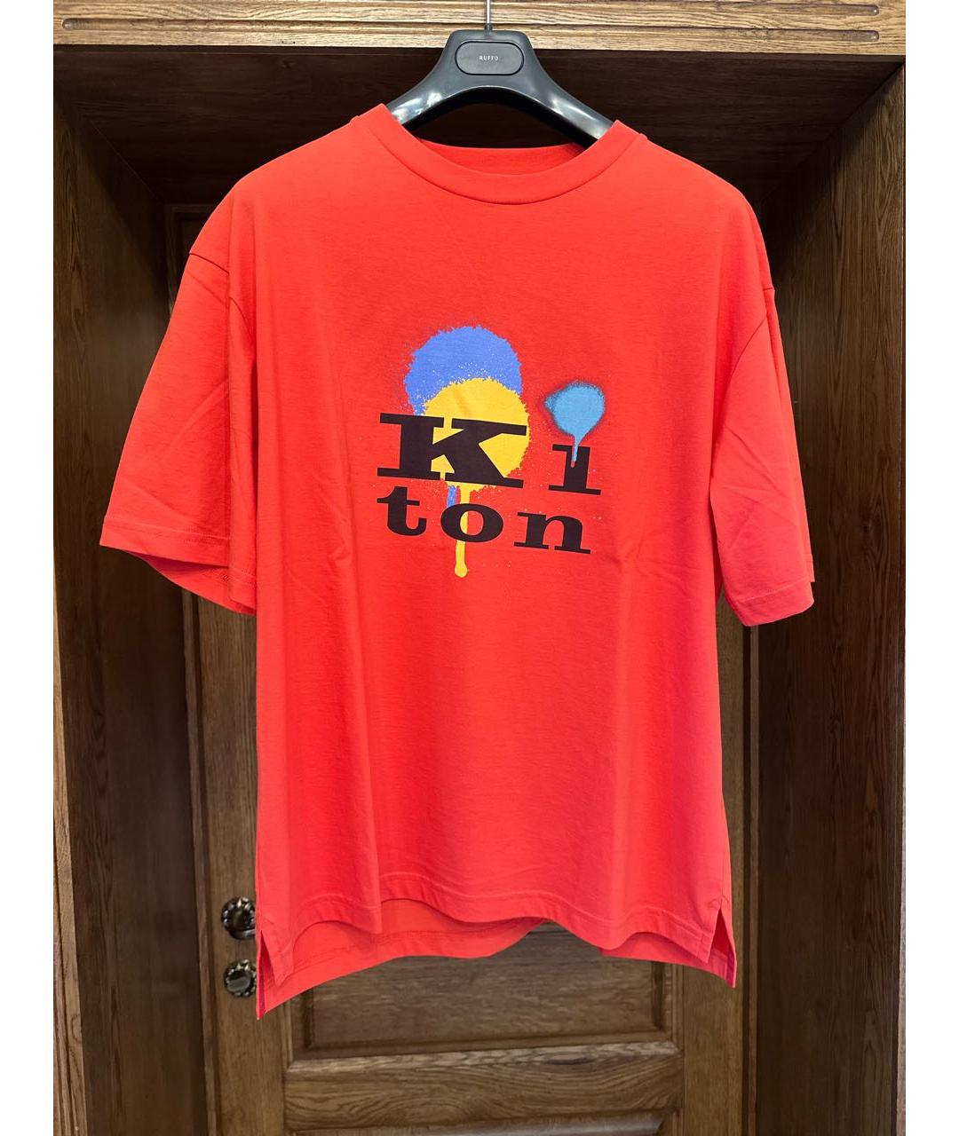 KITON Красная хлопковая футболка, фото 8
