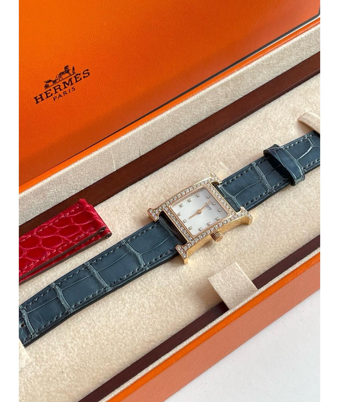 HERMES Белые часы из розового золота, фото 2