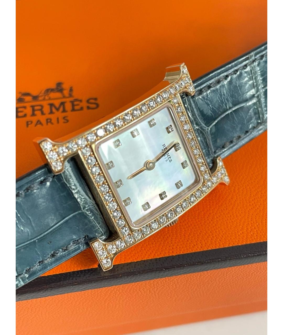 HERMES Белые часы из розового золота, фото 3