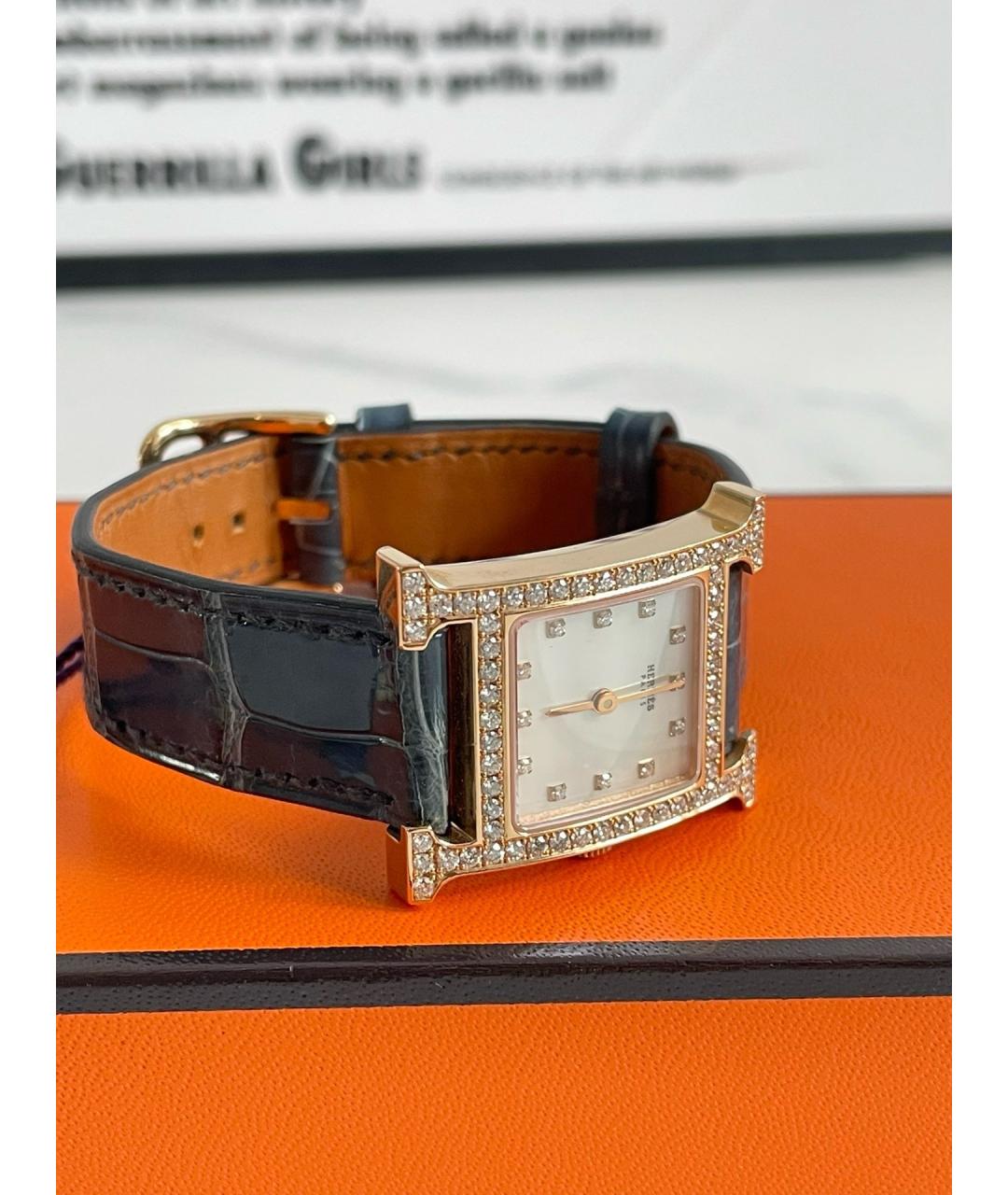 HERMES Белые часы из розового золота, фото 5