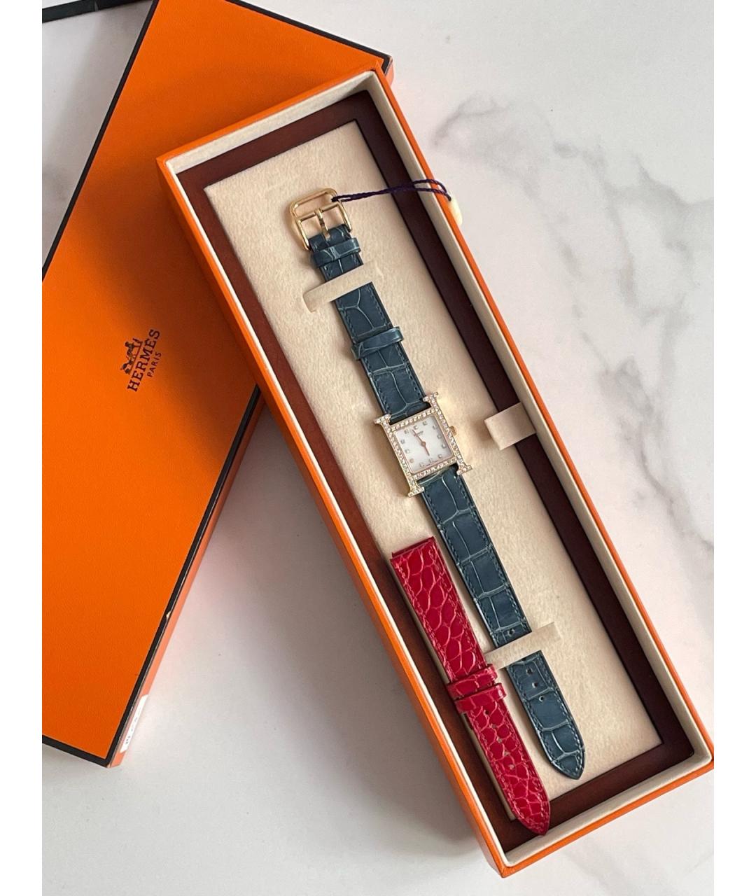 HERMES Белые часы из розового золота, фото 7
