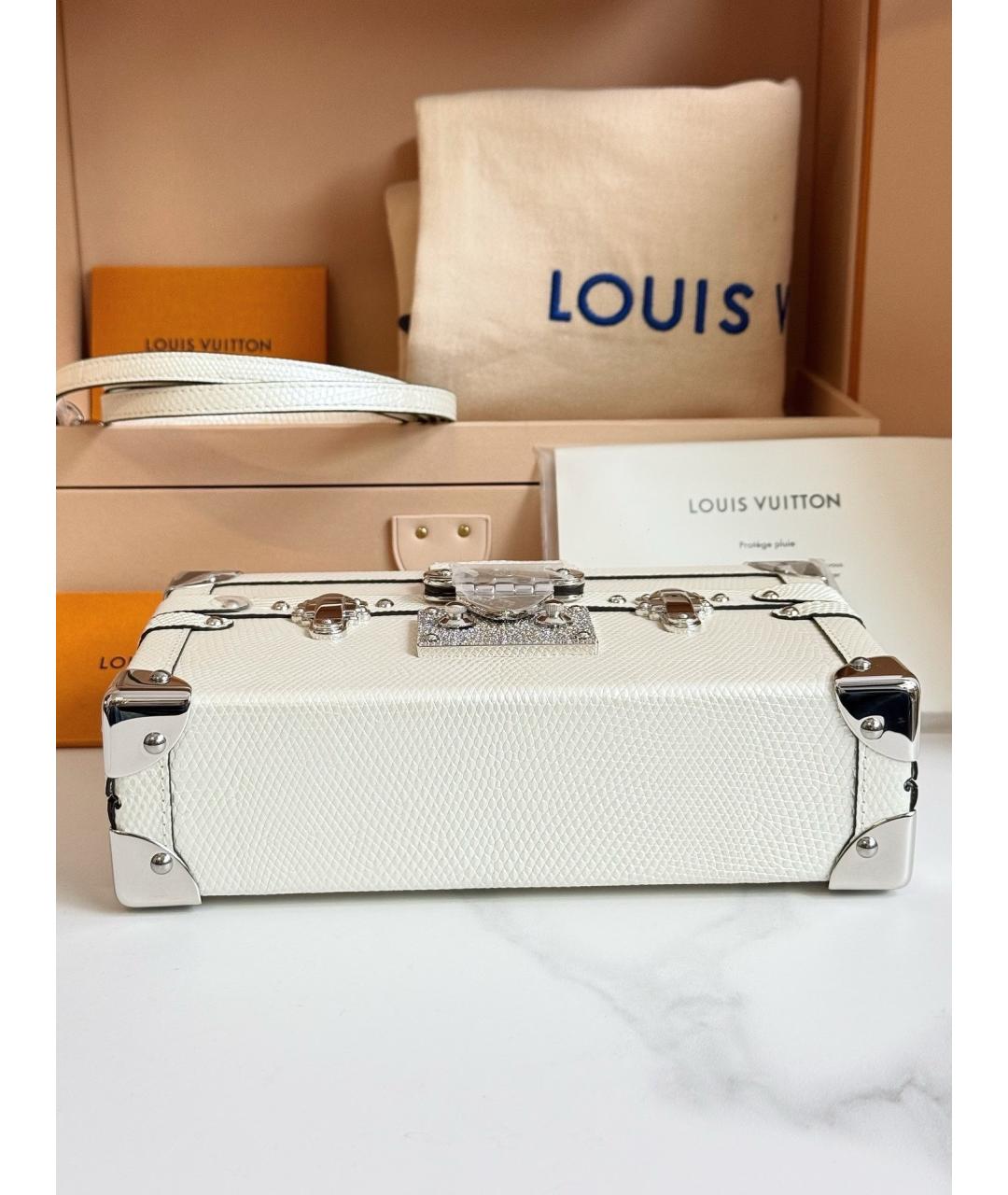 LOUIS VUITTON Белая кожаная сумка через плечо, фото 5