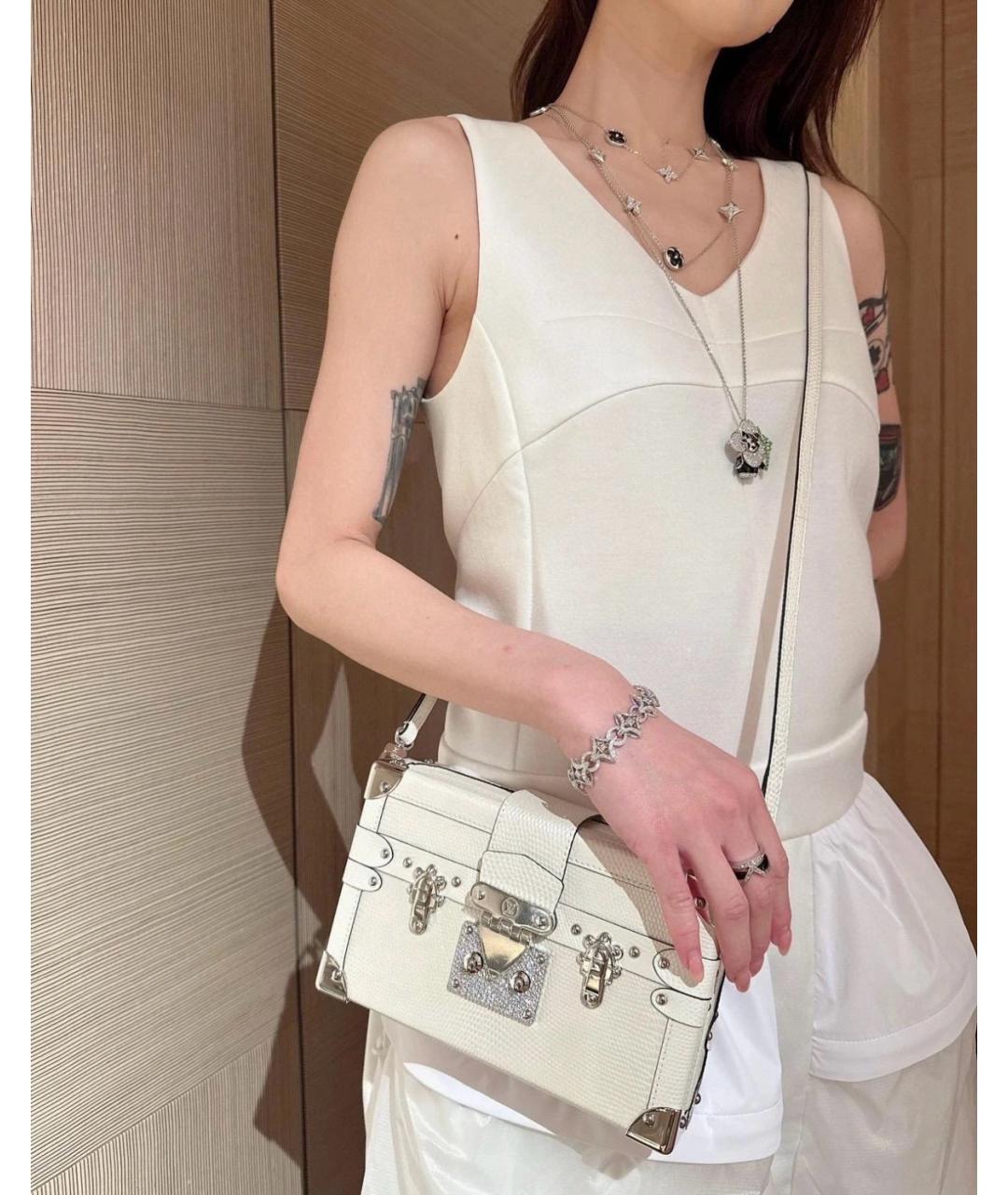 LOUIS VUITTON Белая кожаная сумка через плечо, фото 8