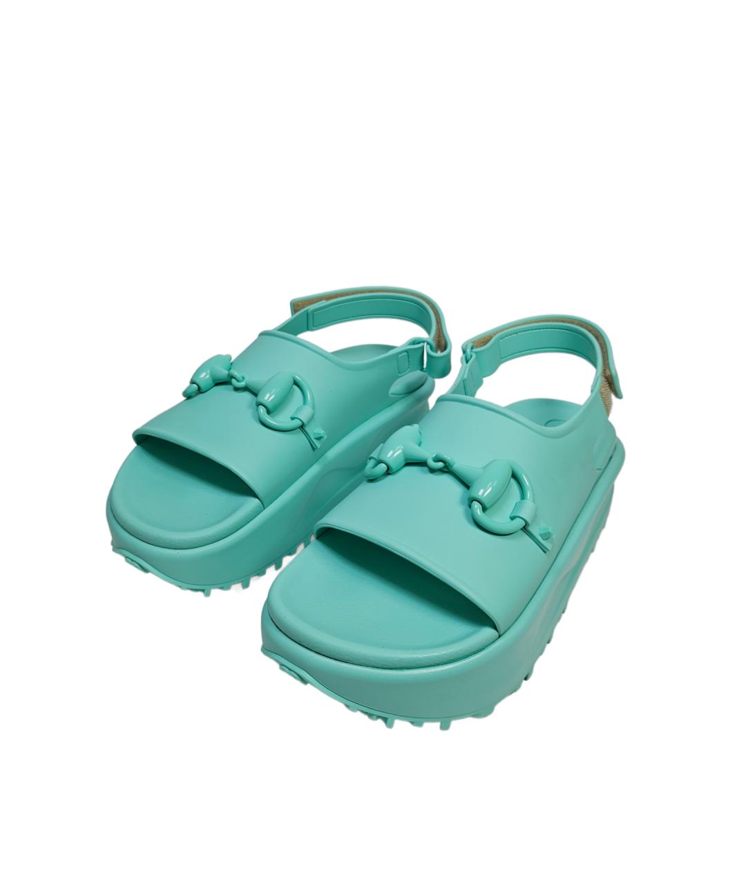 GUCCI Бирюзовые резиновые сандалии, фото 2