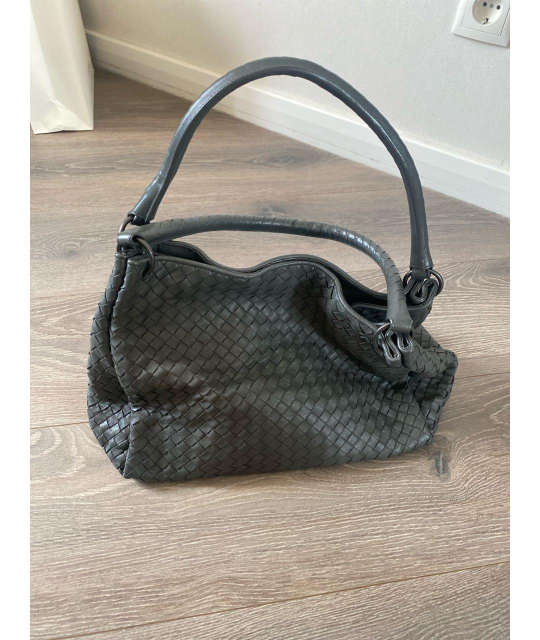 BOTTEGA VENETA Серая кожаная сумка тоут, фото 4