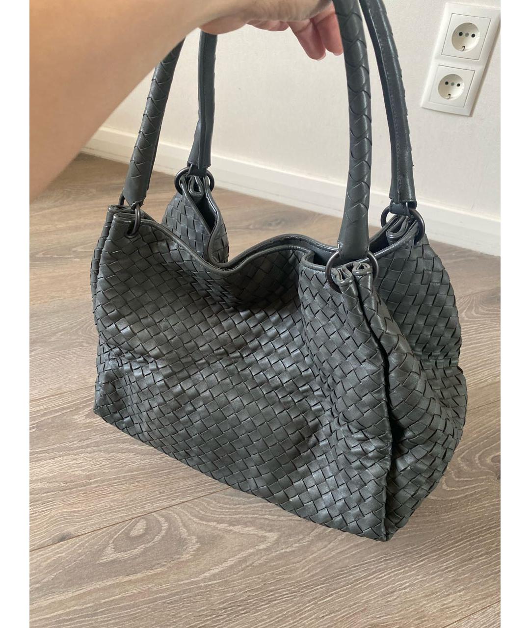 BOTTEGA VENETA Серая кожаная сумка тоут, фото 2