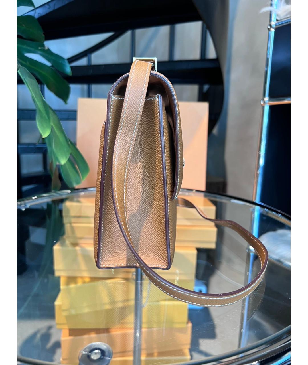 HERMES Коричневая кожаная сумка через плечо, фото 4
